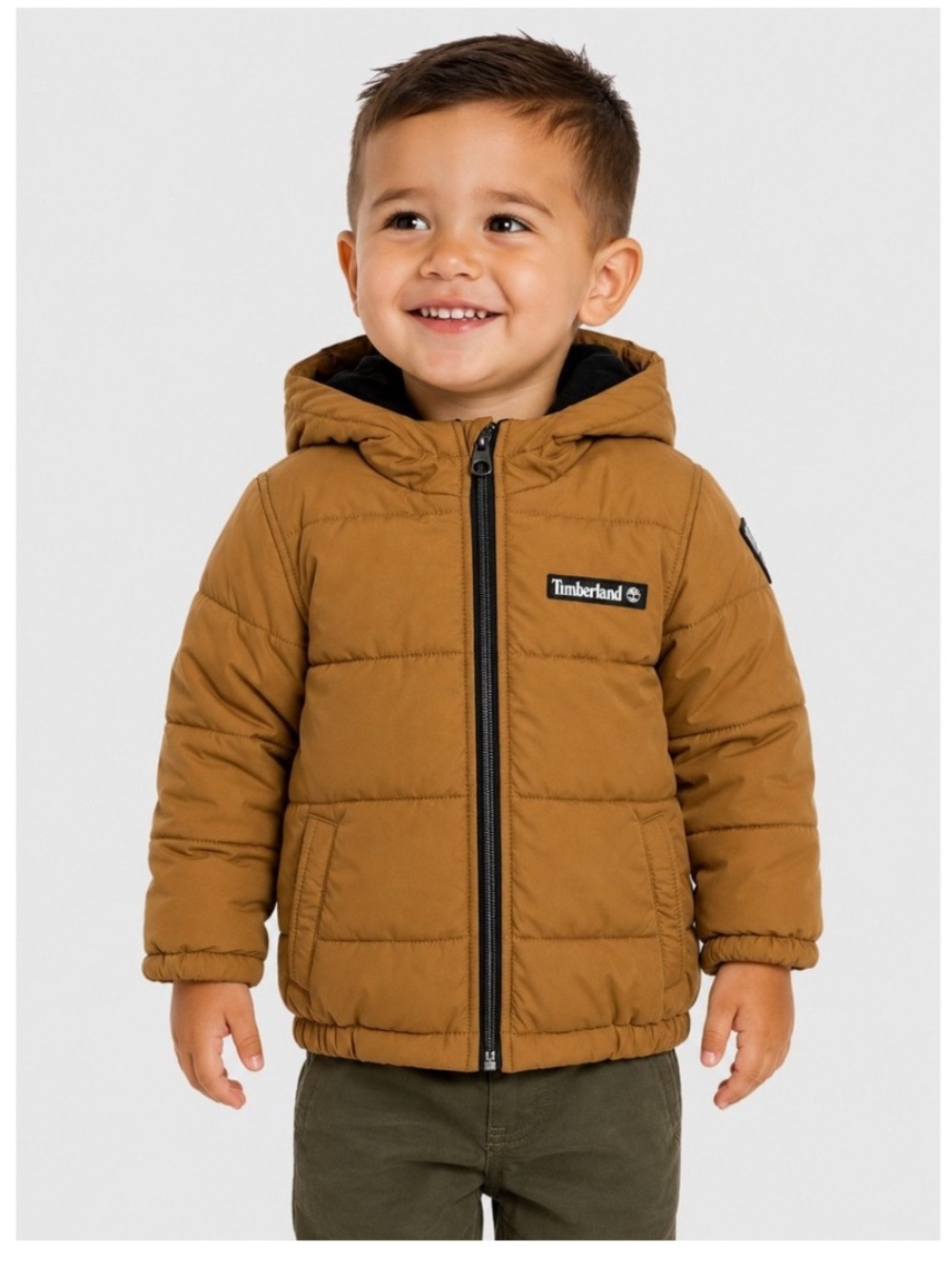 Timberland Kids Hooded Puffer Jacket in Mustard Brown